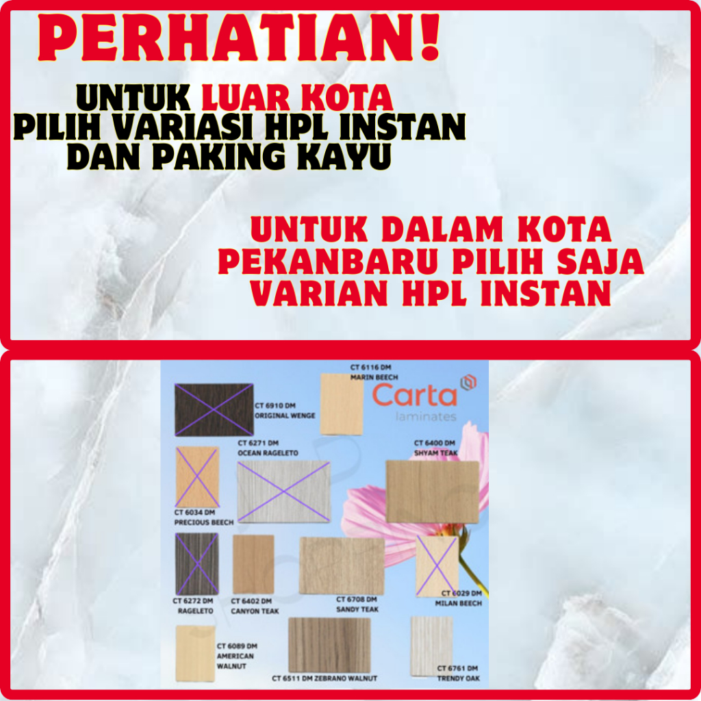(LUAR KOTA WAJIB PALLET KAYU) HPL CARTA WOODGRAIN CT 6708/6400/6402/6761/6116/6089/6511 DM