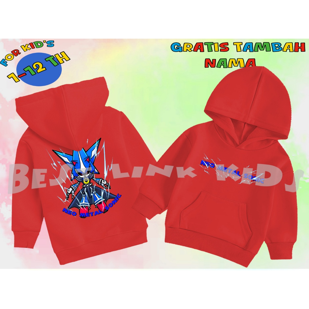 Hoodie Anak Link Neo Metal Sonic - Hoodie Anak Costum Sonic
