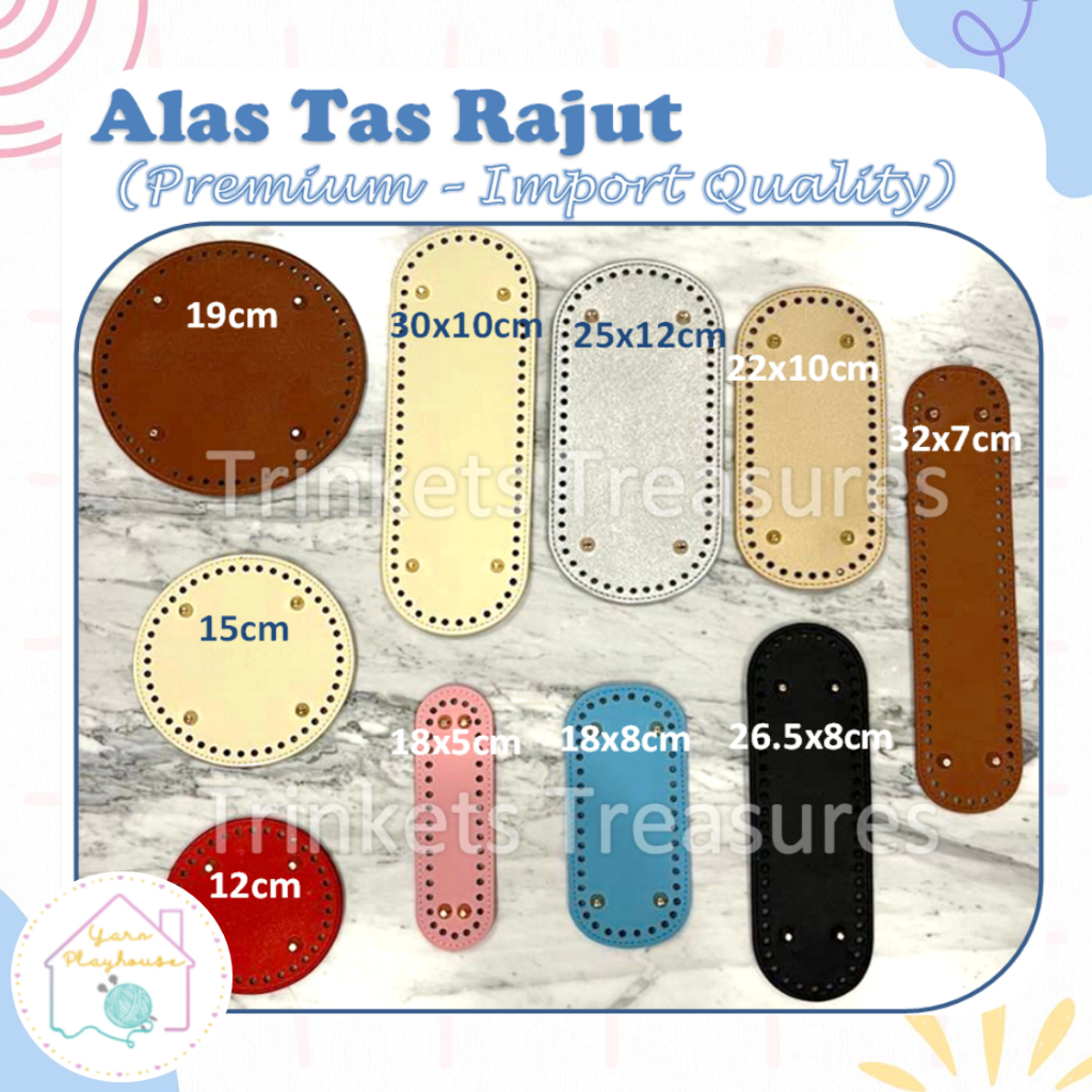 Alas tas rajut premium import quality kulit synthetic leather bulat round persegi panjang lonjong ov