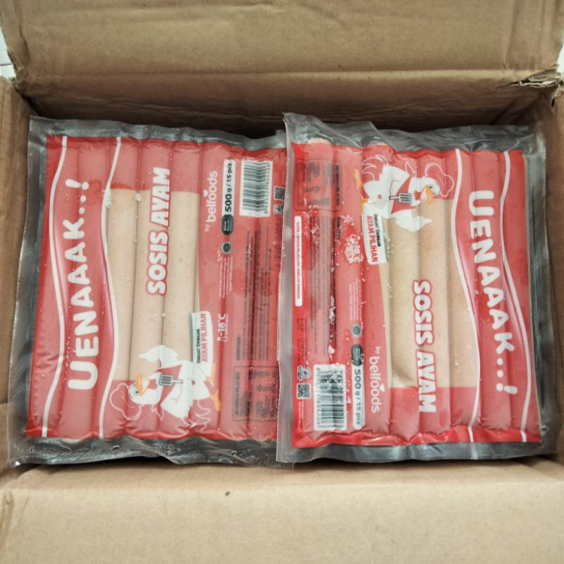 

Sosis Ayam uenak Belfoods perdus Isi 12 pax (per pax berat 500gr) harga murah
