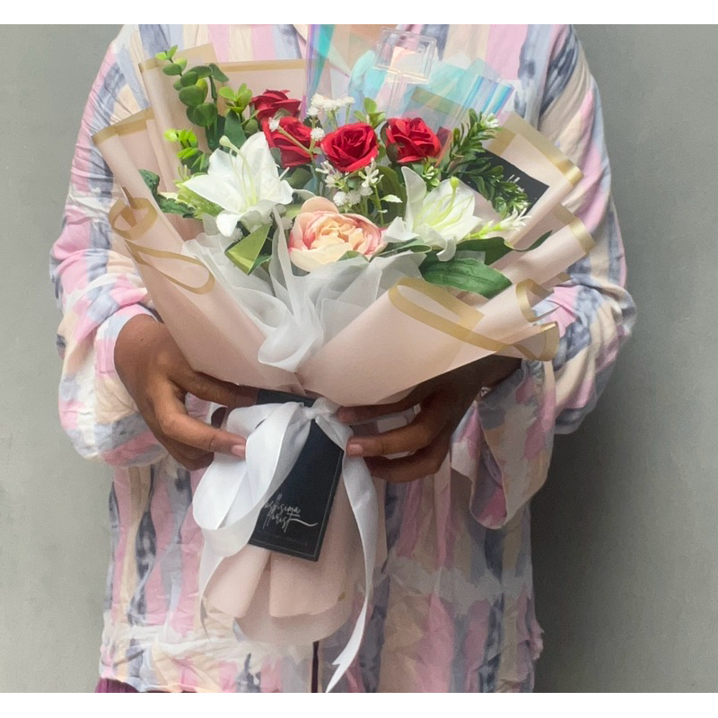 buket bunga palsu - artificial bouquet - bunga wisuda ulangtahun bogor