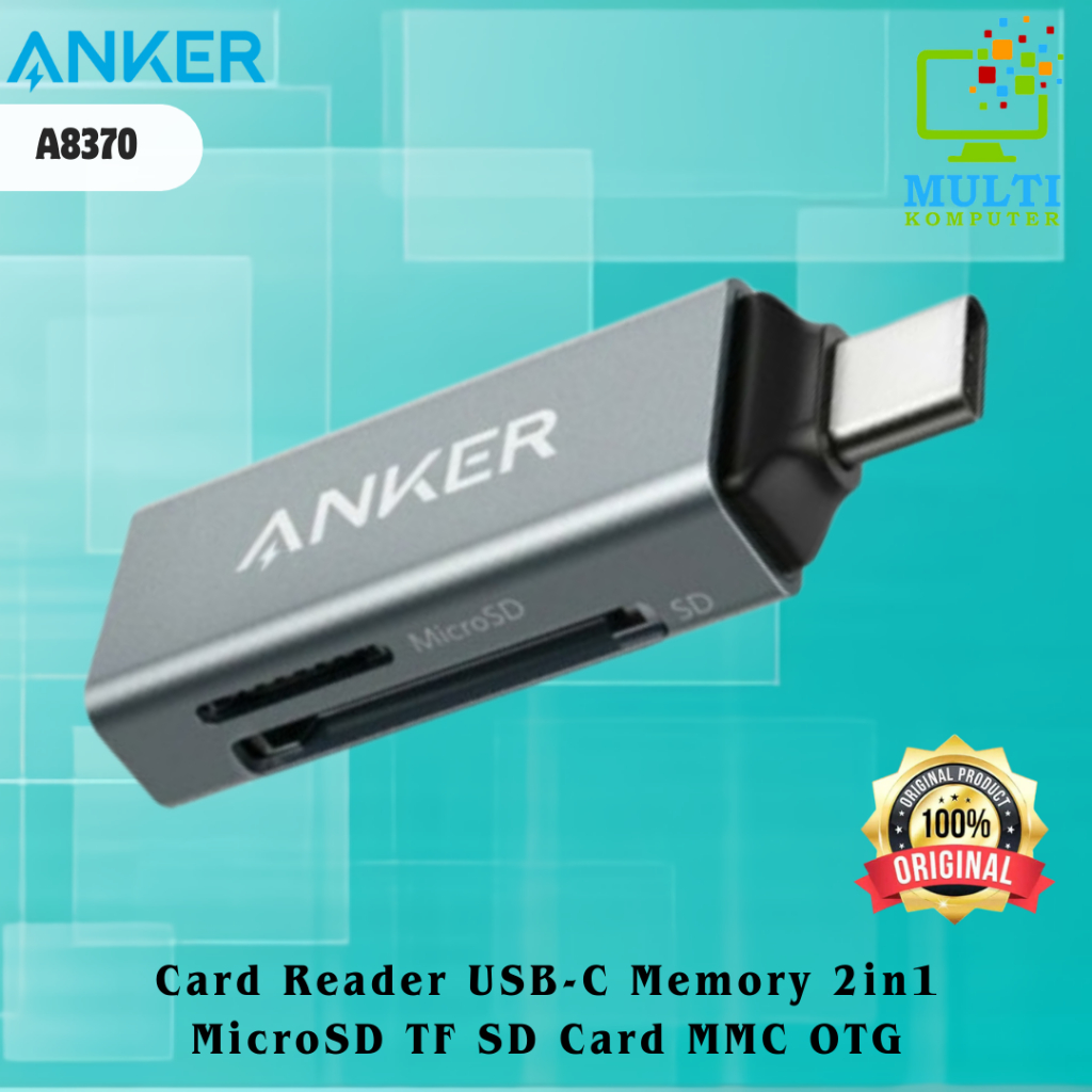Card Reader Anker USB-C Memory 2in1 MicroSD TF SD Card MMC OTG - A8370