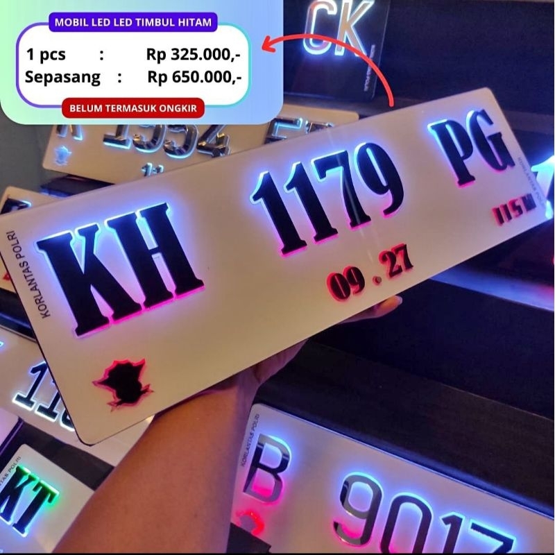 BIKIN PLAT NOMOR MOBIL LAMPU LED AKRILIK HURUF TIMBUL