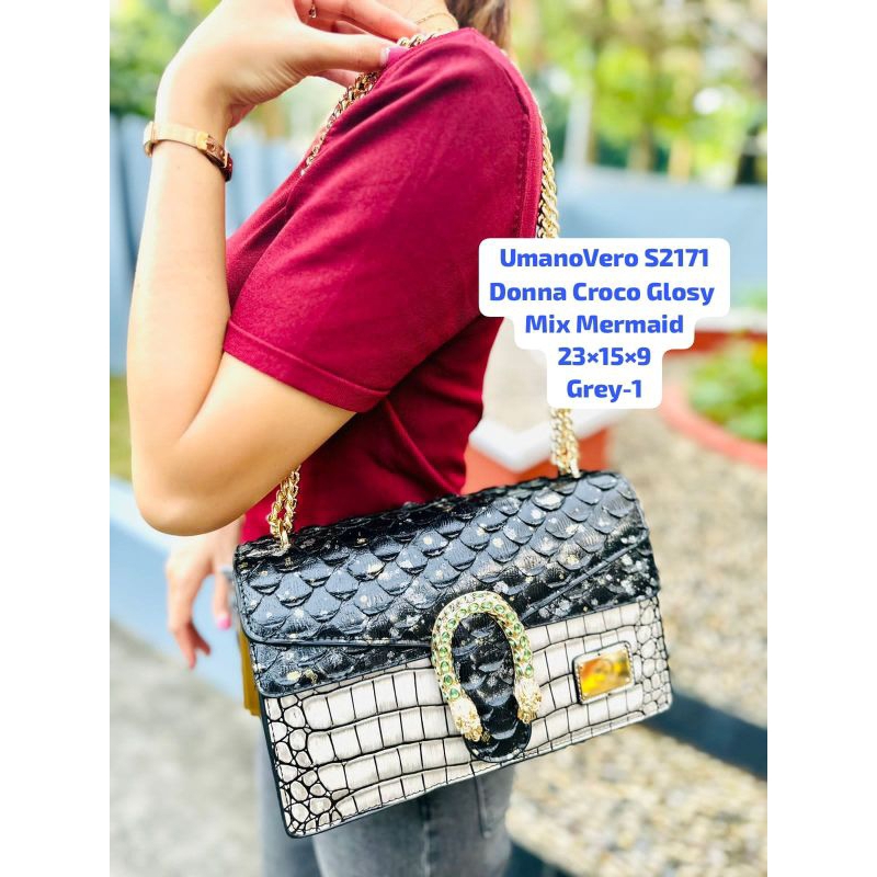 Tas Umanovero Donna Croco Glossy 2171 Tali Rantai Tas Slempang Tas Bahu Tas kantor Tas cantik tas me