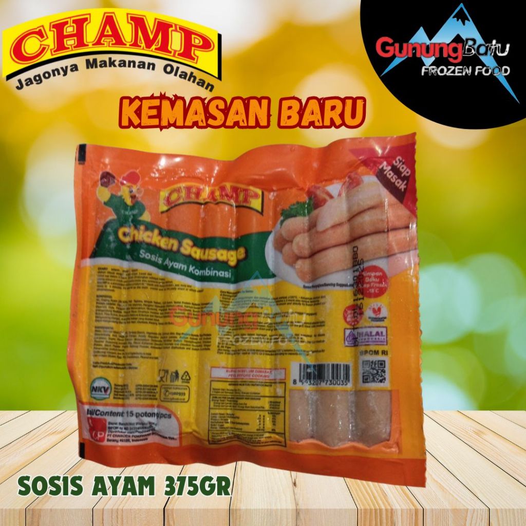 

RK60 CHAMP CHICKEN SAUSAGE 375GR ISI 15PCS SOSIS AYAM
