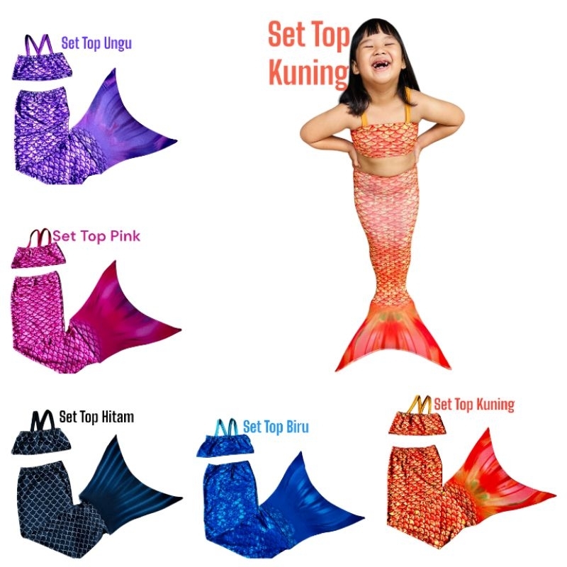 Bju Anak Perempuan Cstume Mermaid Berenang Motif Ikan Kostume Mermed Termurah Anak Kecil Mudah Dipak
