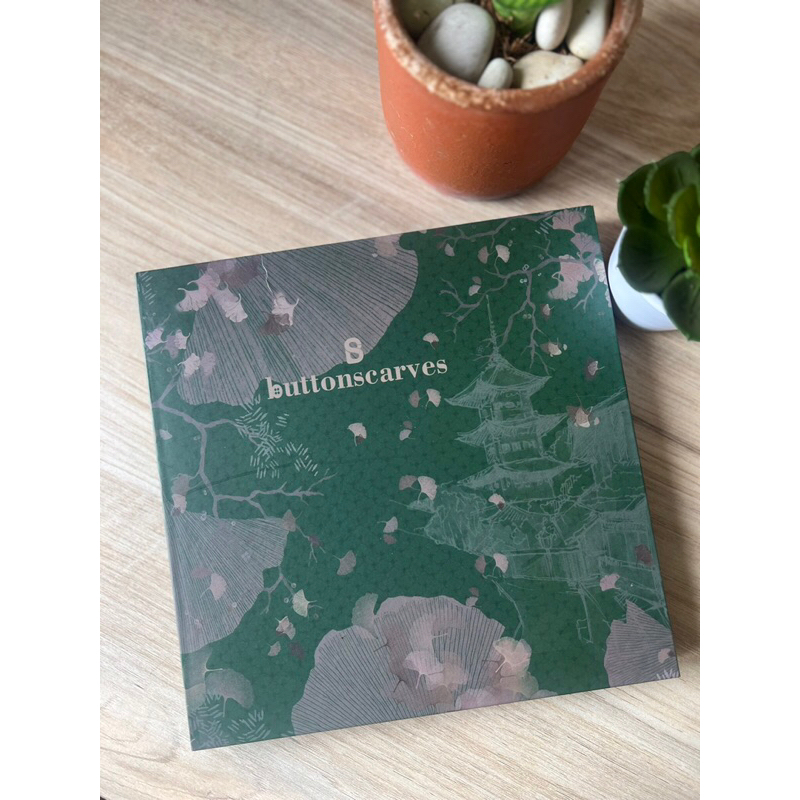 RARE ITEM Buttonscarves GINKGO Voile Square Series in SEAWEED (NEW)