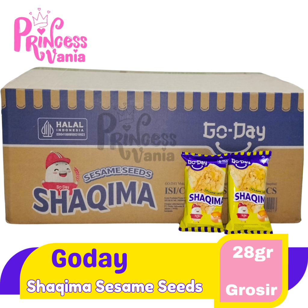 

GROSIR GODAY SHAQIMA SESAME SEEDS 28GR 1 DUS ISI 168PCS SNACK KUE JIPANG TABUR WIJEN