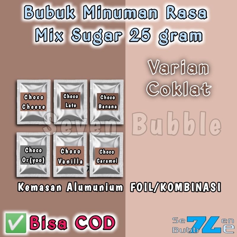 

Bubuk Minuman Rasa 25gr Varian Coklat Serbuk Minuman Kekinian Rasa Coklat Mix Gula