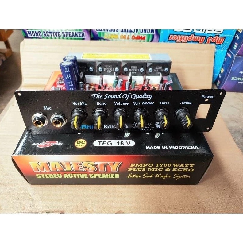 kit power amplifier speaker aktif stereo karaoke plus echo 17w PMPO majesty