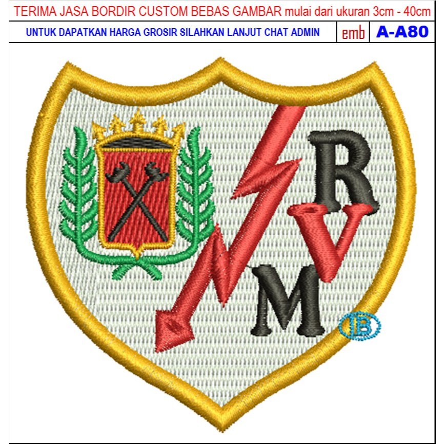 GIB PATCH BORDIR LOGO A-A80 BOLA KLUB-LALIGA RAYO VALLECANO