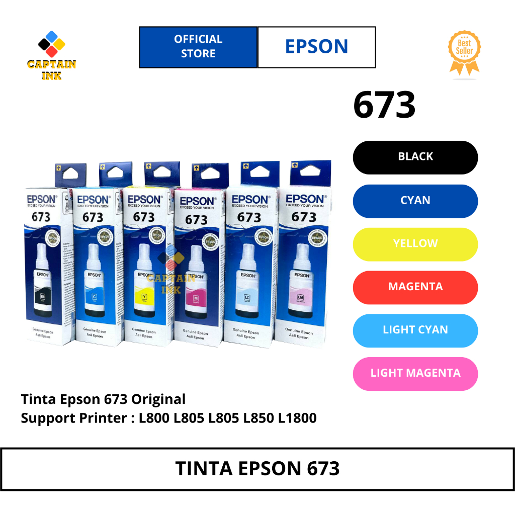 Tinta Epson 673 Support Printer L800 L805 L805 L850 L1800 Original