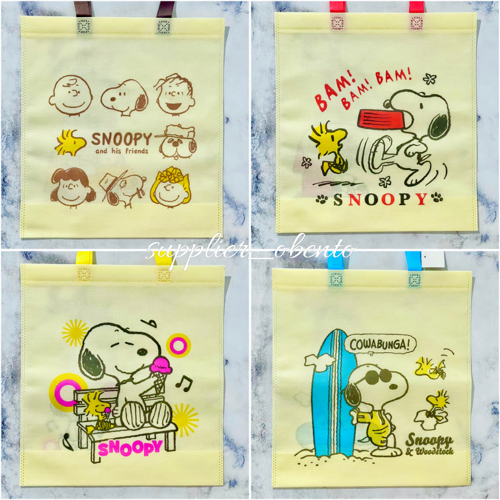 Snoopy Non-Woven Tote Bag Snoopy Bag - Tas Snoopy Totebag Snoopy Tas Wanita Tas Serbaguna