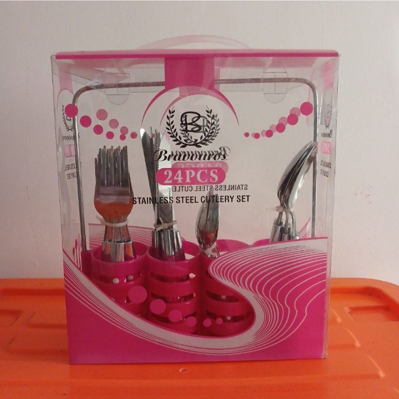sendok set polkadot pink