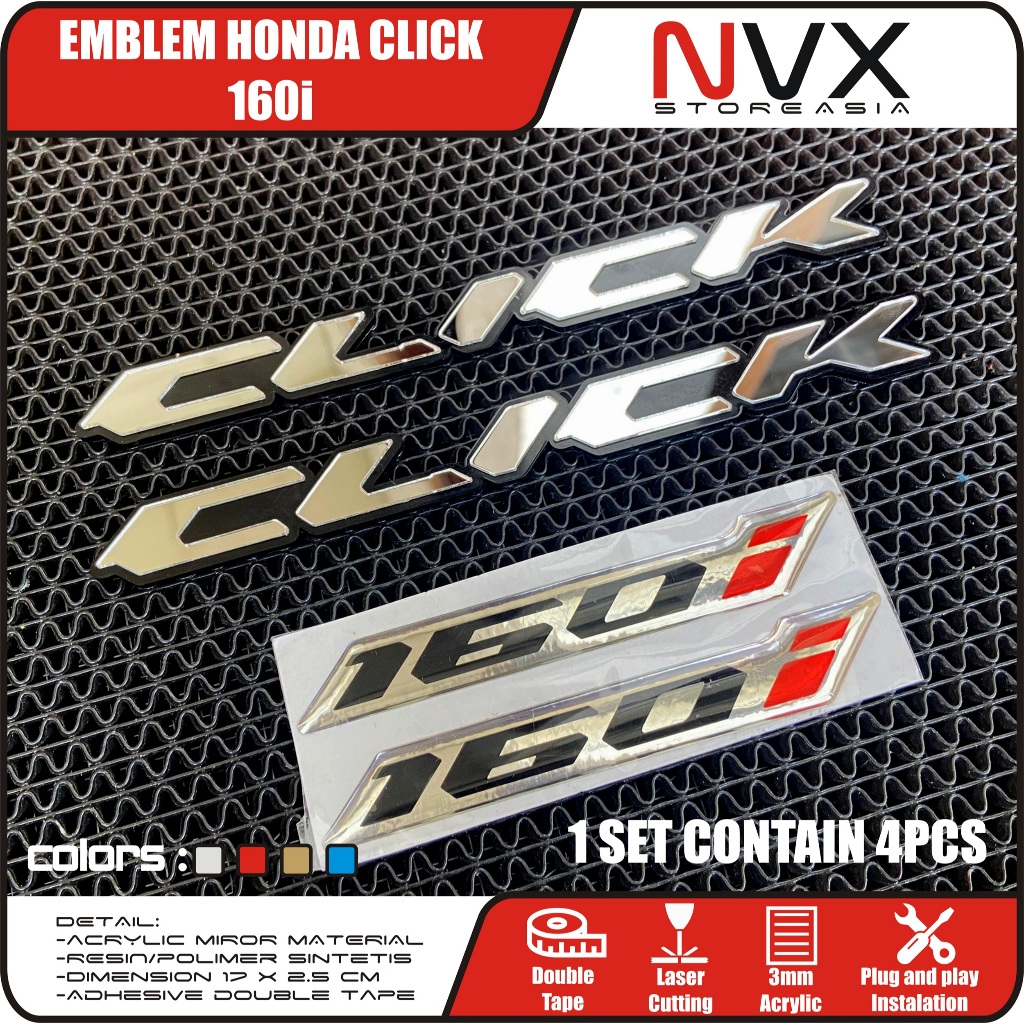 AdK Paket Emblem Click 110i 125i 150i 160i Prestige Sayap Honda Stiker Logo Timbul Emblem Vario