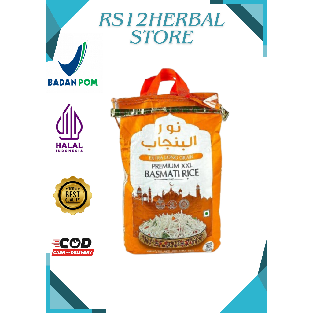 

Beras Basmati Punjab 5kg / Basmati Perfect Rice Asli India Extra Long Premium Beras Kebuli
