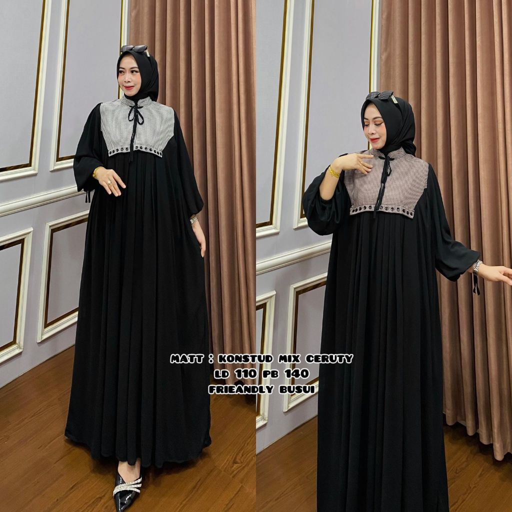 Gamis Friendly Busui / Gamis cantik konstud mix cer ceruty / dress wanita / rompi