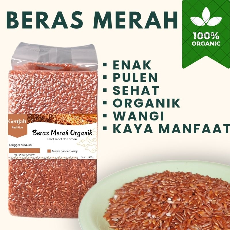 

Genjah Beras Merah Organik Organic Red Rice 1kg Premium Beras Merah Pandan Wangi