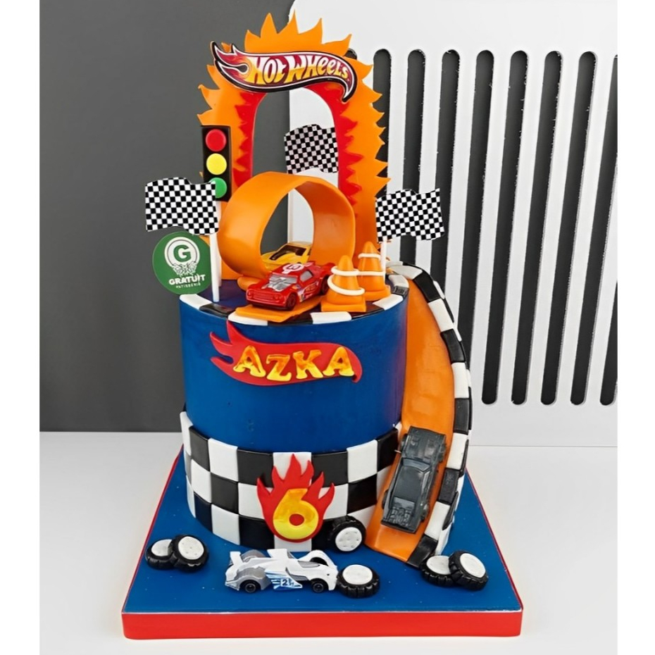 

CAKE TEMA HOT WHEELS UK 15CM (DOUBLE CAKE) / KUE ULANG TAHUN CUSTOME