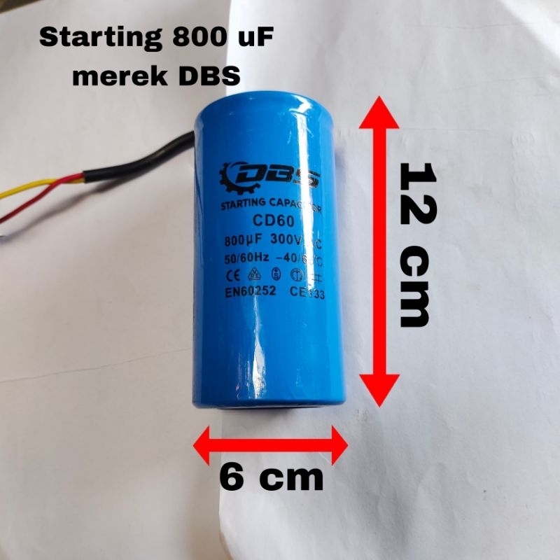Kapasitor Starting 800 uF Merek DBS Kondisi Baru