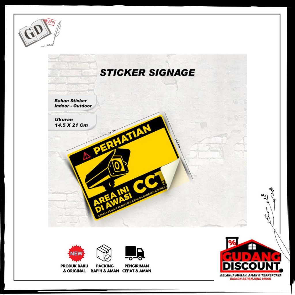 

STIKER PERINGATAN MURAH BAHAN VINLY AREA INI DI AWASI CCTV / STIKER PERINGATAN UKURAN 12 X 12 / STIKER SIGNAGE PERINGATAN / INDOOR - OUTDOOR