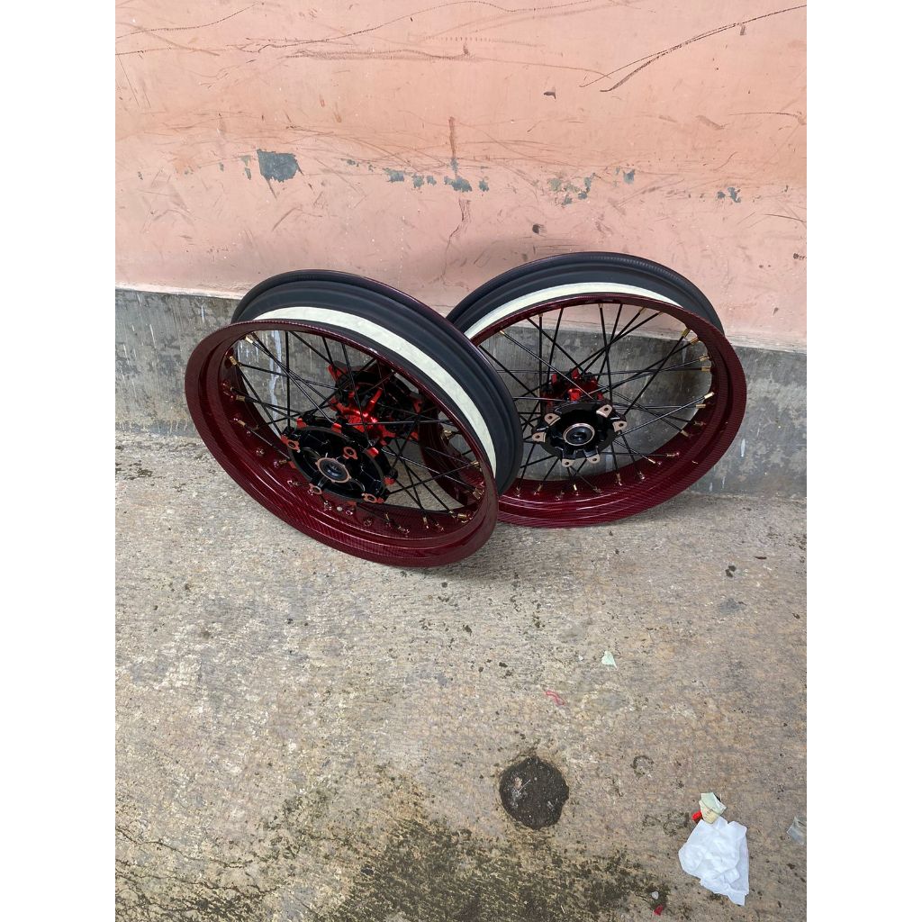 Velg Supermoto CRF Tanpa Ban Velg Champ Carbon Ukur 300/350 Ring 17