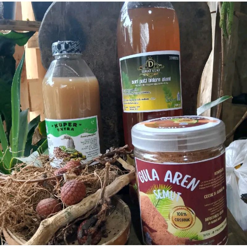

saripati Bidara alami 1liter,kuper extra 1 liter dan gula aren semut 1 toples