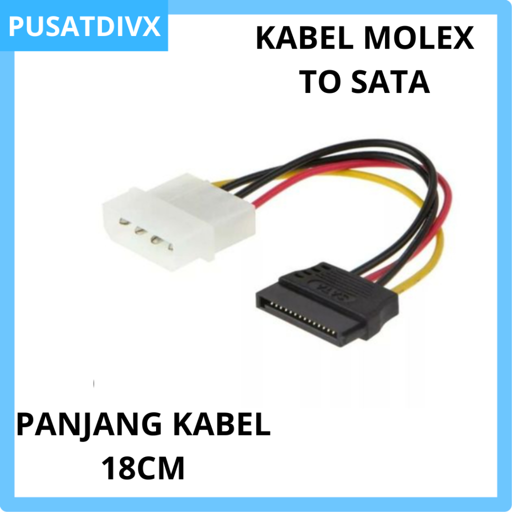 SANJI KABEL POWER MOLEX 4PIN MALE TO SATA 15PIN FEMALE KONVERTER KABEL POWER