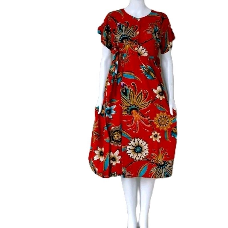 BATIK KENCANA UNGU MOTIF BUNGA TERBARU DASTER IBU MENYUSUI TERLARIS 4 TALI PINGGANG LD 105 CM