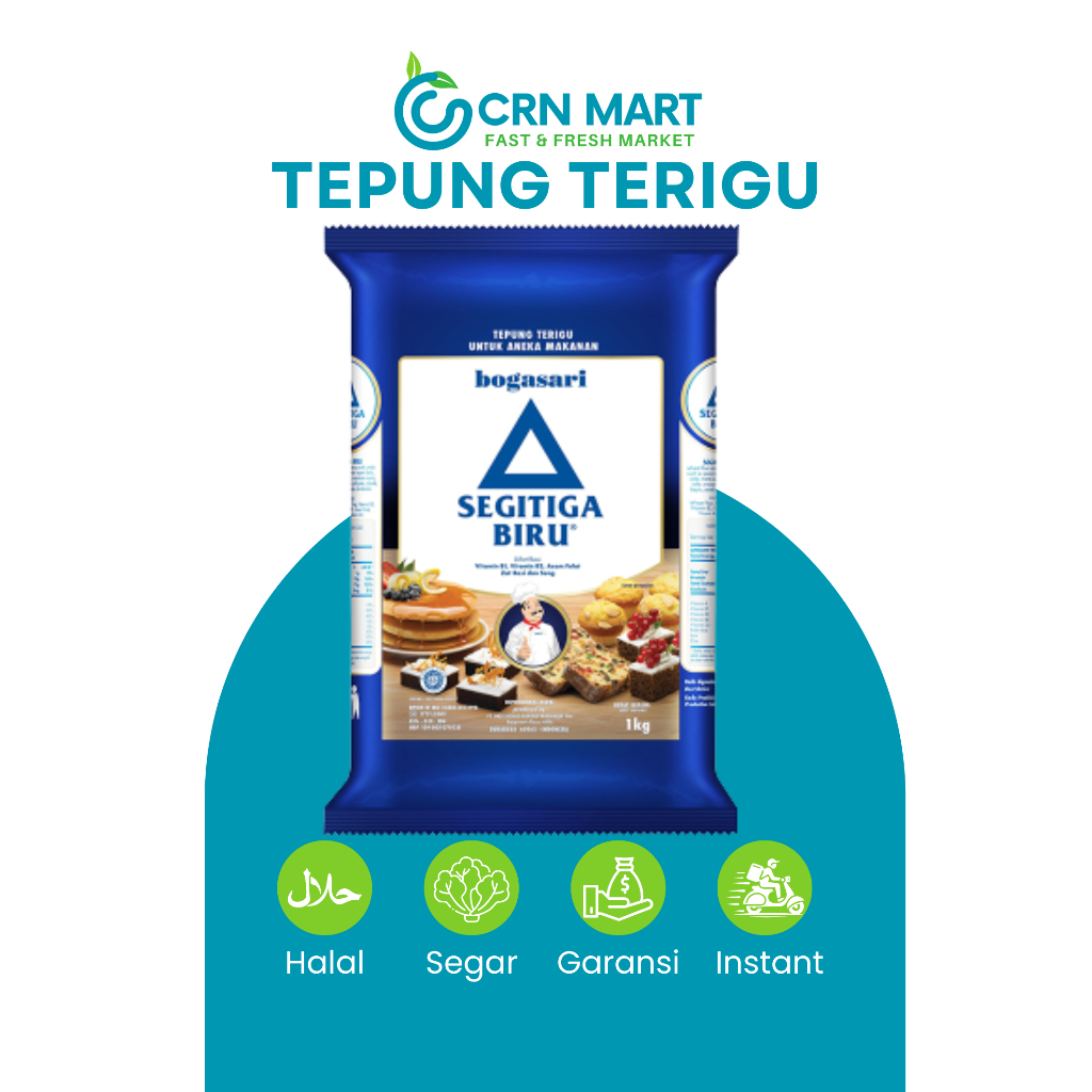 

CRN MART - Tepung Terigu Segitiga Biru/Tepung Terigu Protein Sedang 1 kg