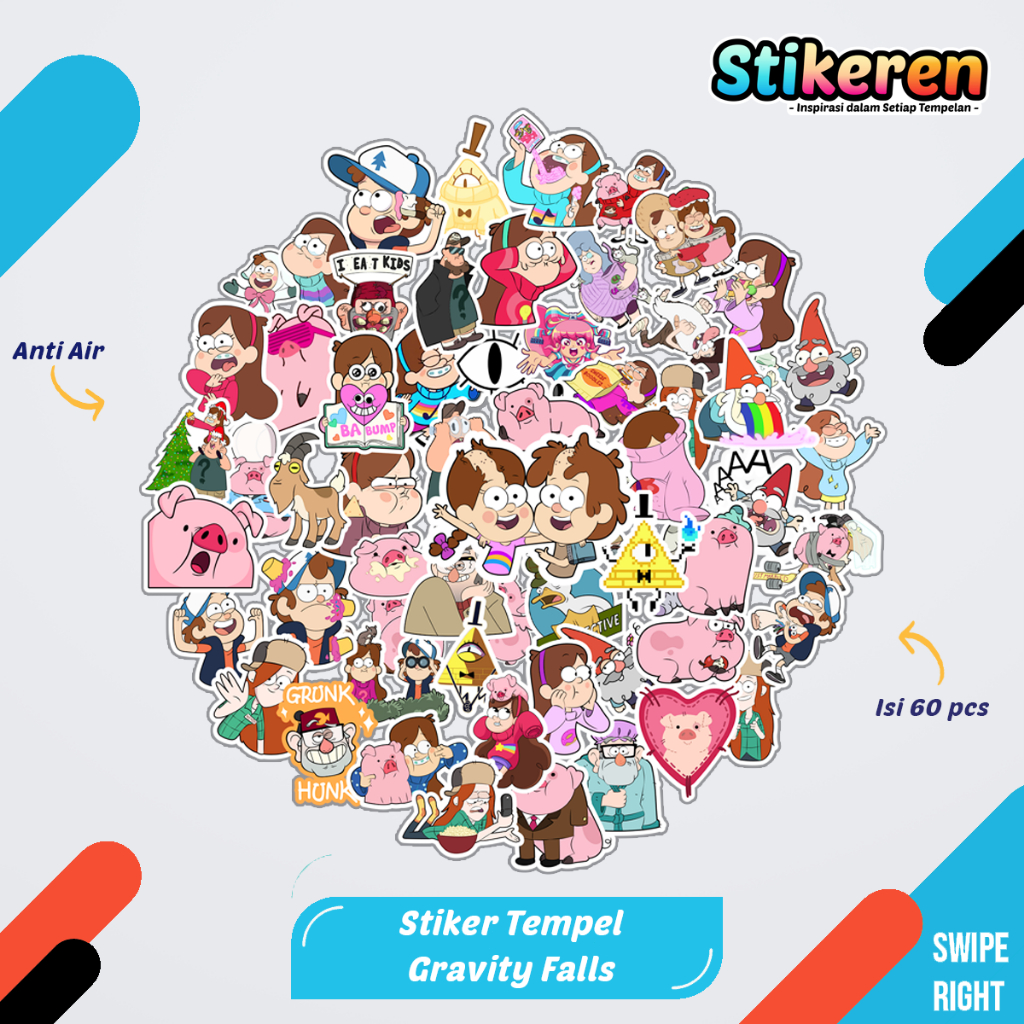 

Stiker Anime Gravity Falls Paper Vinyl Dekorasi Laptop Koper Tumbler Kulkas DIY