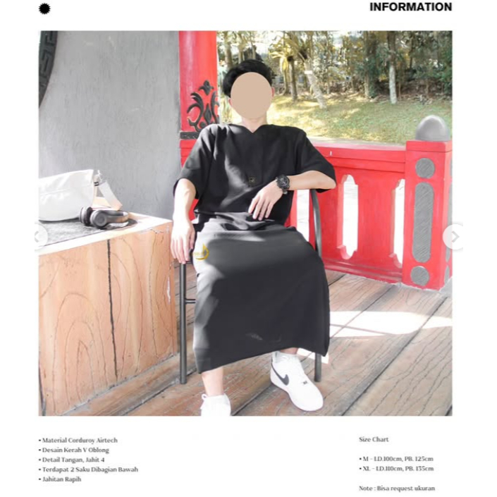 Gamis Jubah Abaya Thobe Pria Muslim Hitam bahan adem