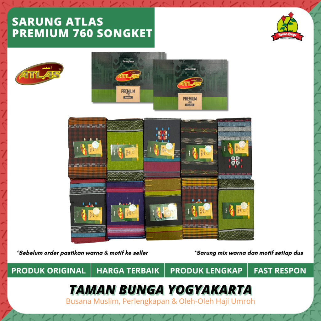 SARUNG ATLAS PREMIUM 760 SONGKET / SARUNG ATLAS / SARUNG GROSIR / SARUNG
