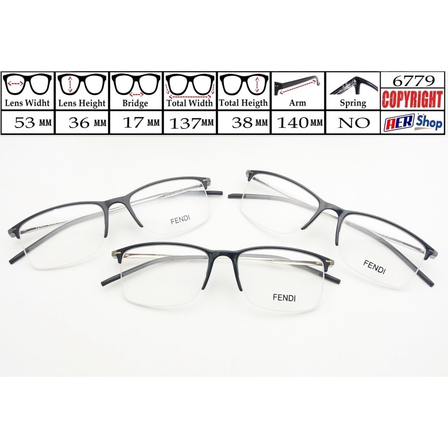 kacamata minus Half Frame premium frame kacamata minus trendy