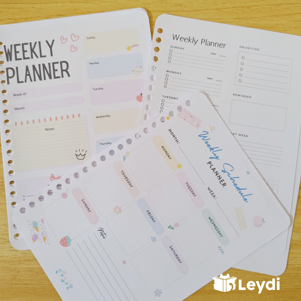 

Isi Binder / Loose Leaf A5 Weekly Planner Full Color / 10 Lembar / 100 gsm