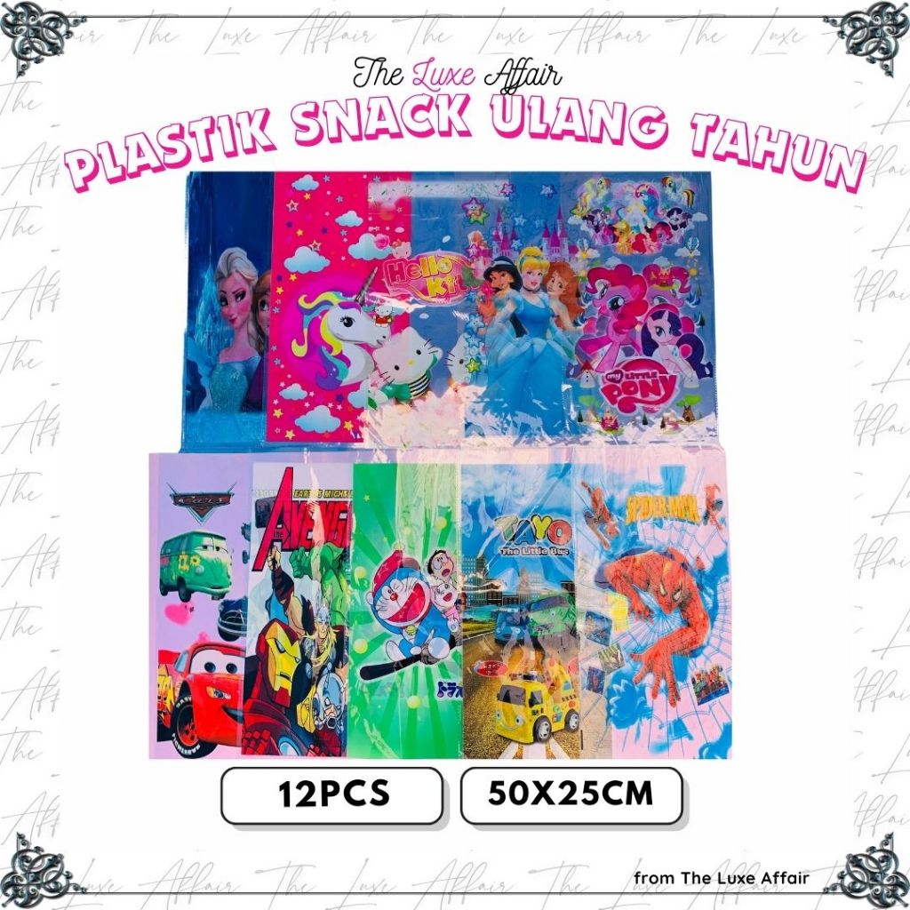 Plastik Snack Besar 50X25Cm Isi 10Pcs Plastik Bingkisan Ulang Tahun Karakter