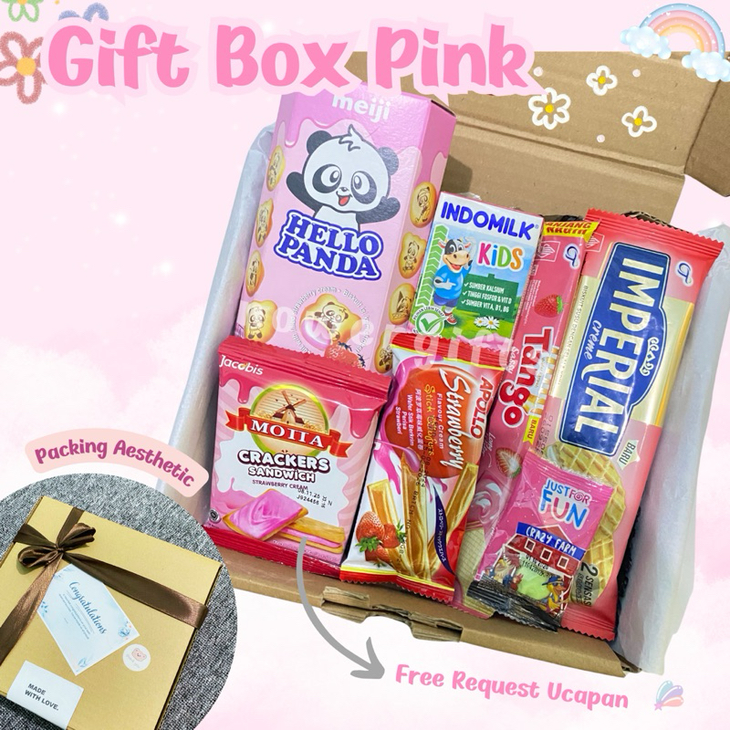 

Gift Box Snack Hampers tema Pink/ Hampers Snack Kado Ultah