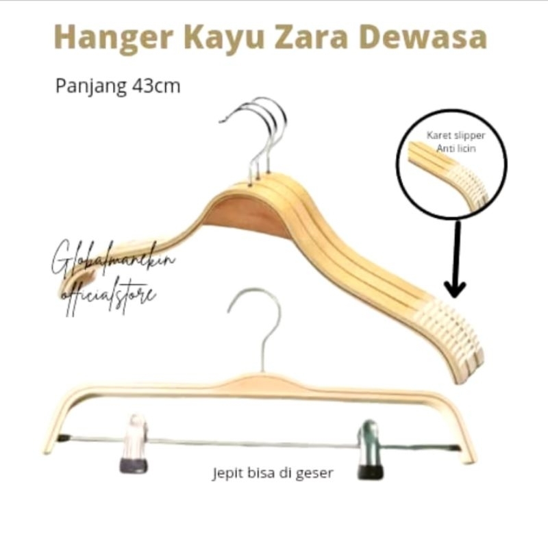 HANGER BAJU - HANGER KAYU | HANGER BAJU DEWASA | HANGER BAJU ANAK | GANTUNGAN BAJU