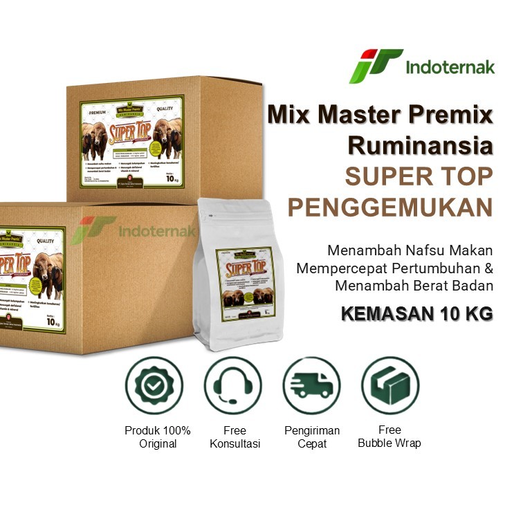 MIX MASTER PREMIX SUPER TOP PENGGEMUKAN - Vitamin Suplemen Penggemukan Ruminansia Kemasan 10 KG