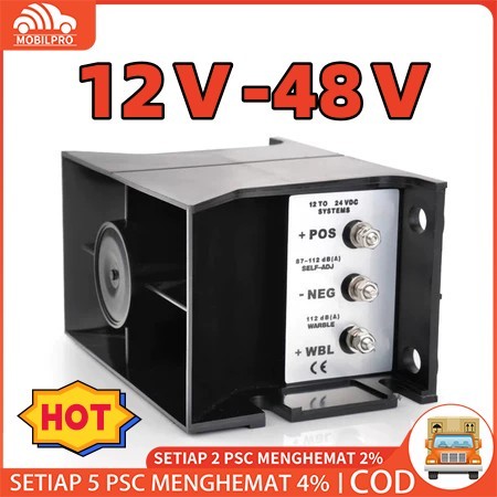 Alarm Atret/Mundur Rem, Klakson Atret 3 Suara, Back horn, 3 suara 12/48V