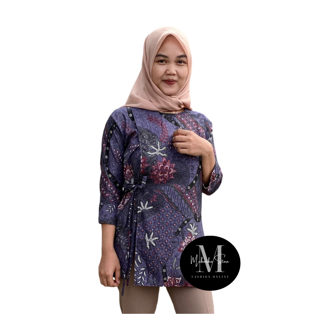 Baju Batik Wanita Blus Seragam Kondangan Model Baru Lengan 3/4