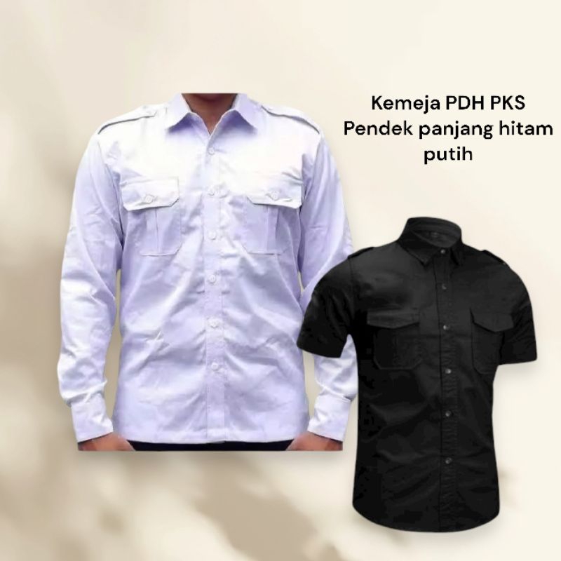 Kemeja PDH Pks Lengan Panjang Hitam Putih lengan pendek panjang seragam sekolah