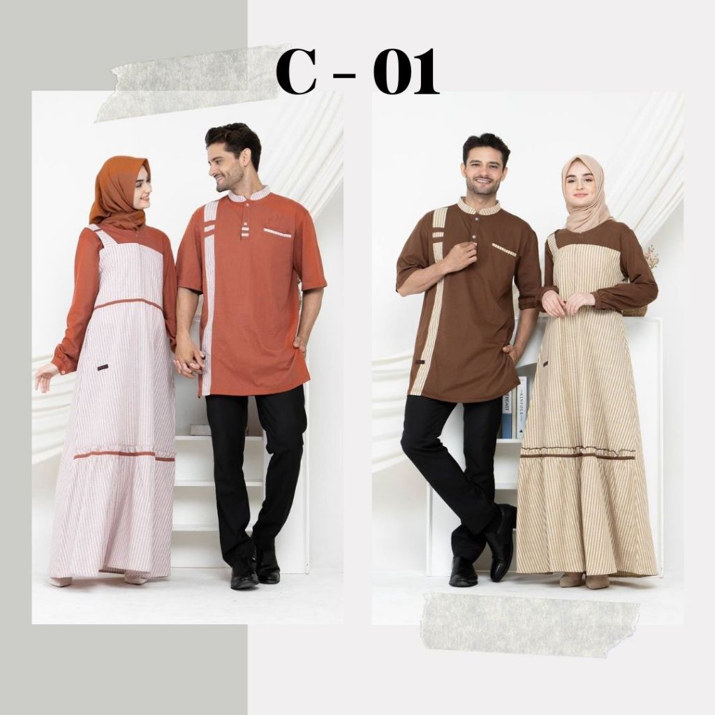 CUCI GUDANG RAHNEM - GAMIS KOKO COUPLE - GC 01 KC 01 - BAJU COUPLE - DAILY WEAR || COKLAT SALEM