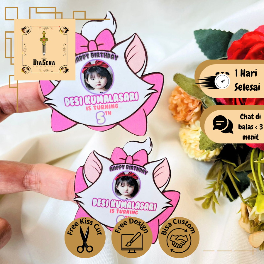 

9-15 Sticker Karakter Ulang Tahun Anak Stiker Label Hampers Ultah Free Design Birthday Bentuk Custom