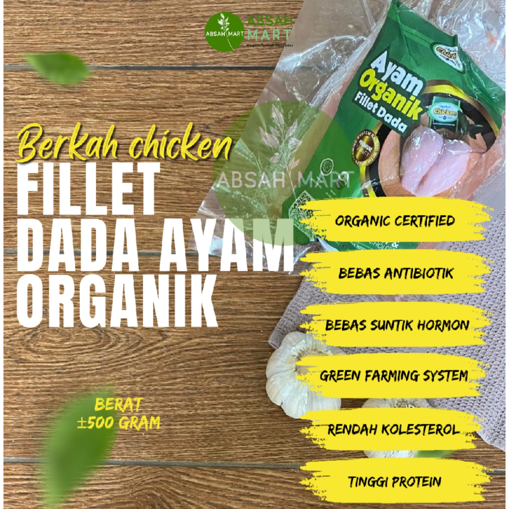 

Fillet Dada Ayam Organik/Ayam Probiotik BERKAH CHICKEN kemasan 500 gram Natural Sehat tanpa MSG non GMO