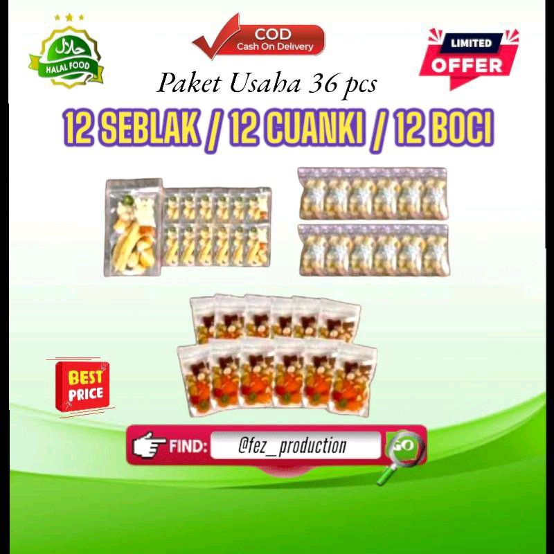 

PAKET USAHA 36 PCS MIX 12 SEBLAK / 12 CUANKI / 12 BASO ACI