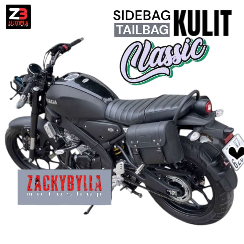 Sidebag Tailbag Tas Samping Kulit Belakang Bagasi Motor Klasik Retro XSR 155 W175 Scoopy Stylo Fazzi