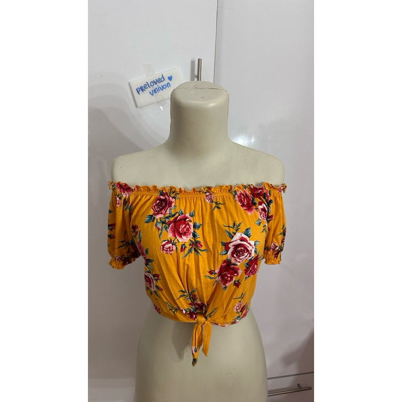 EX PRIBADI - H&M sabrina croptop pantai bunga flower baju atasan wanita