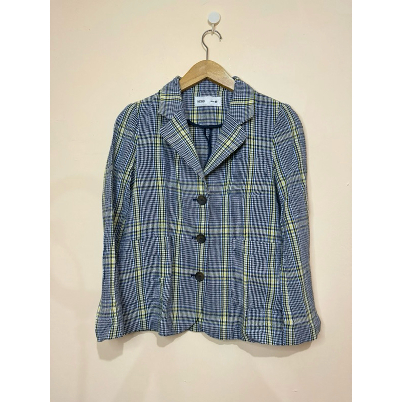 Preloved/Thrift Blazer Tartan Kuning Mixxo Korean Style