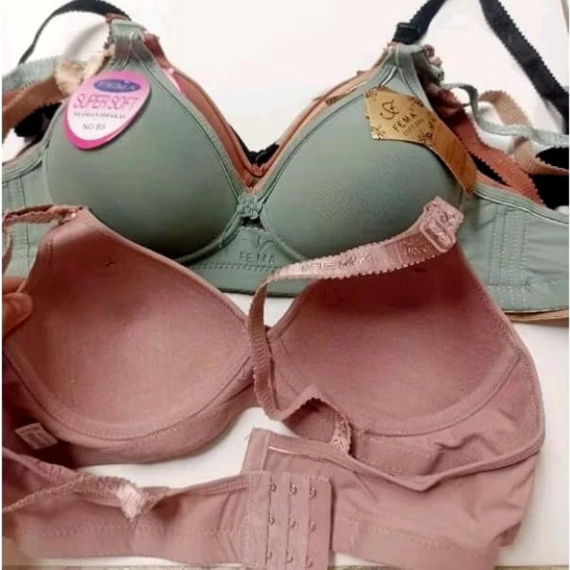 Bra Bh Wanita Busa Tanpa Kawat Fema B20 Cup Besar Super Soft Motif Polos mulai ukuran 38-44 Dewasa